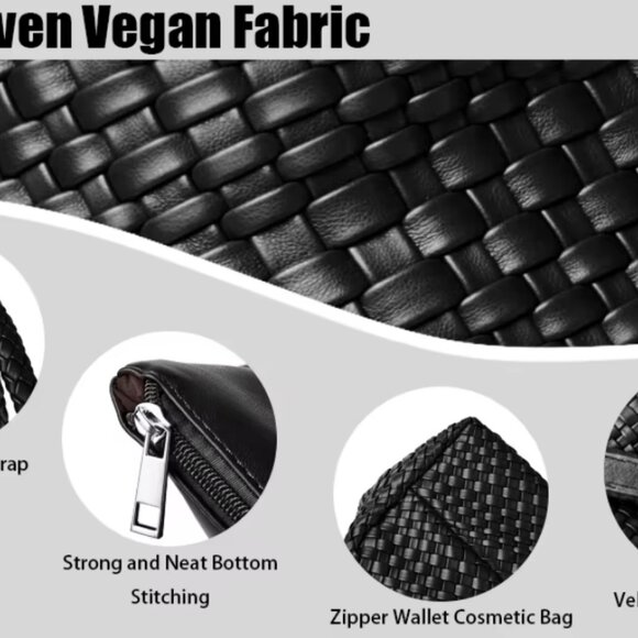 New woven vegan leather shoulder tote - Picture 5 of 11